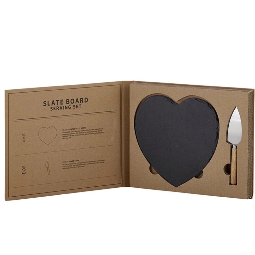 Heart Slate Board Serving Set